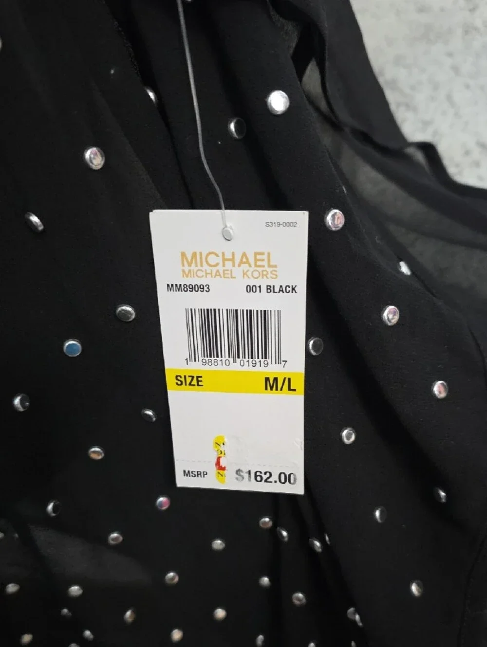 Michael Kors Black Sheer Swim Coverup with Silver Studs